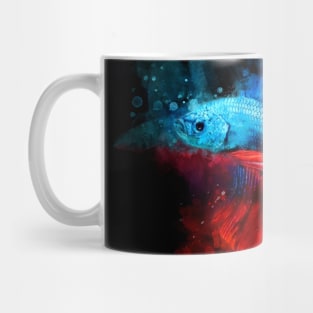 Blue Betta Fish with Red Tail watercolor Mug